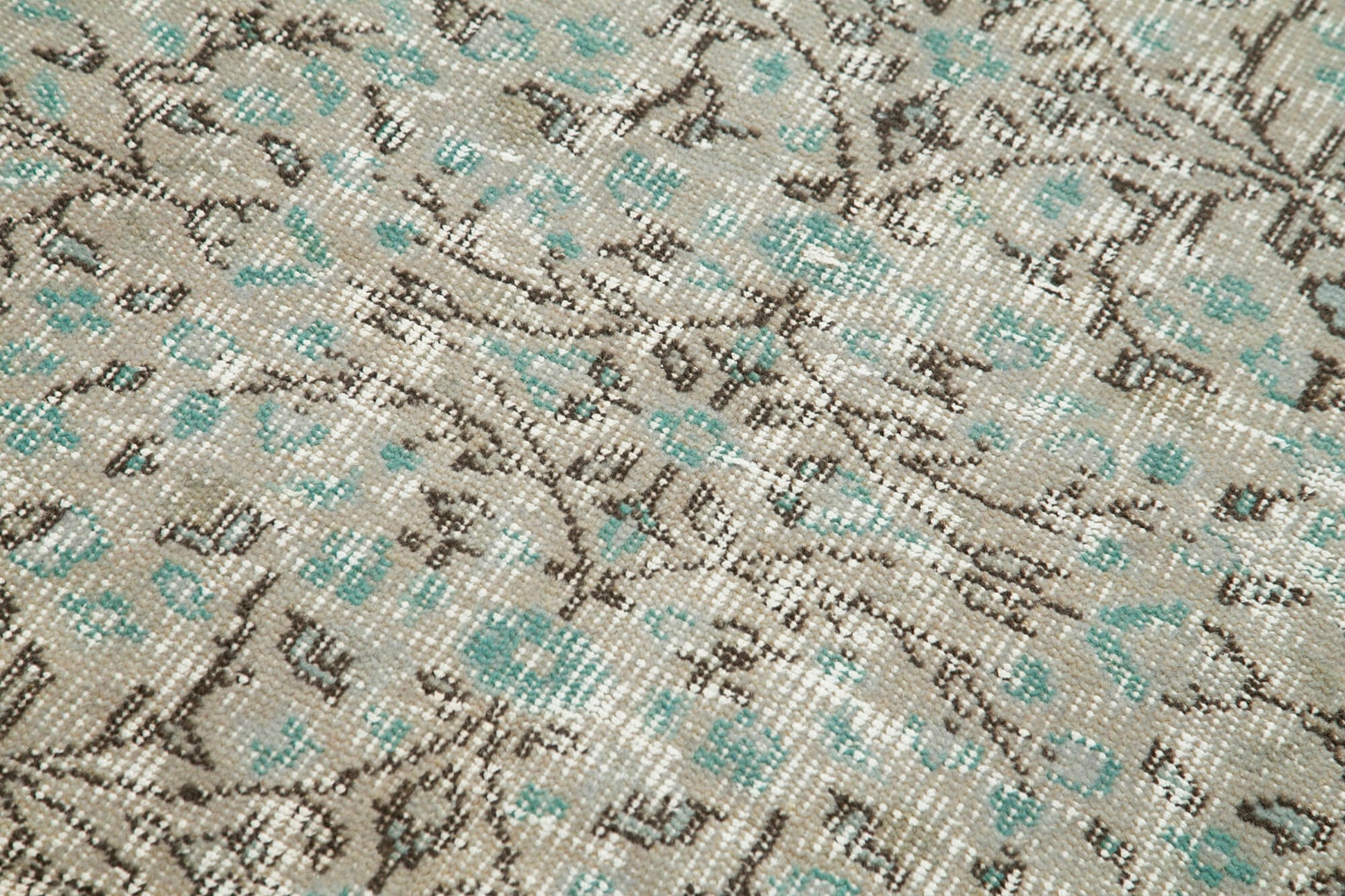 Overdyed Vintage Gri Eskitme Pamuk Yün El Dokuma Halısı 90x198 Agacan