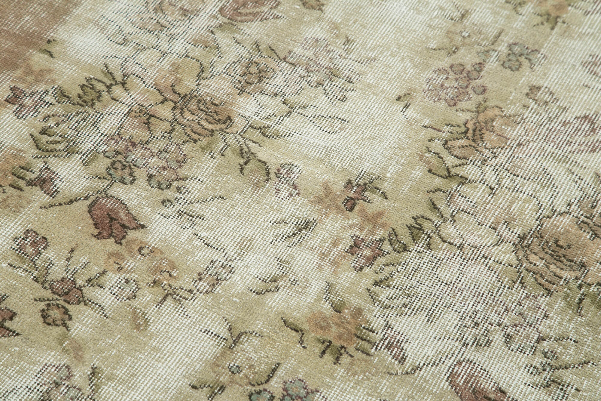 Overdyed Vintage Kahverengi Eskitme Pamuk Yün El Dokuma Halısı 104x191 Agacan