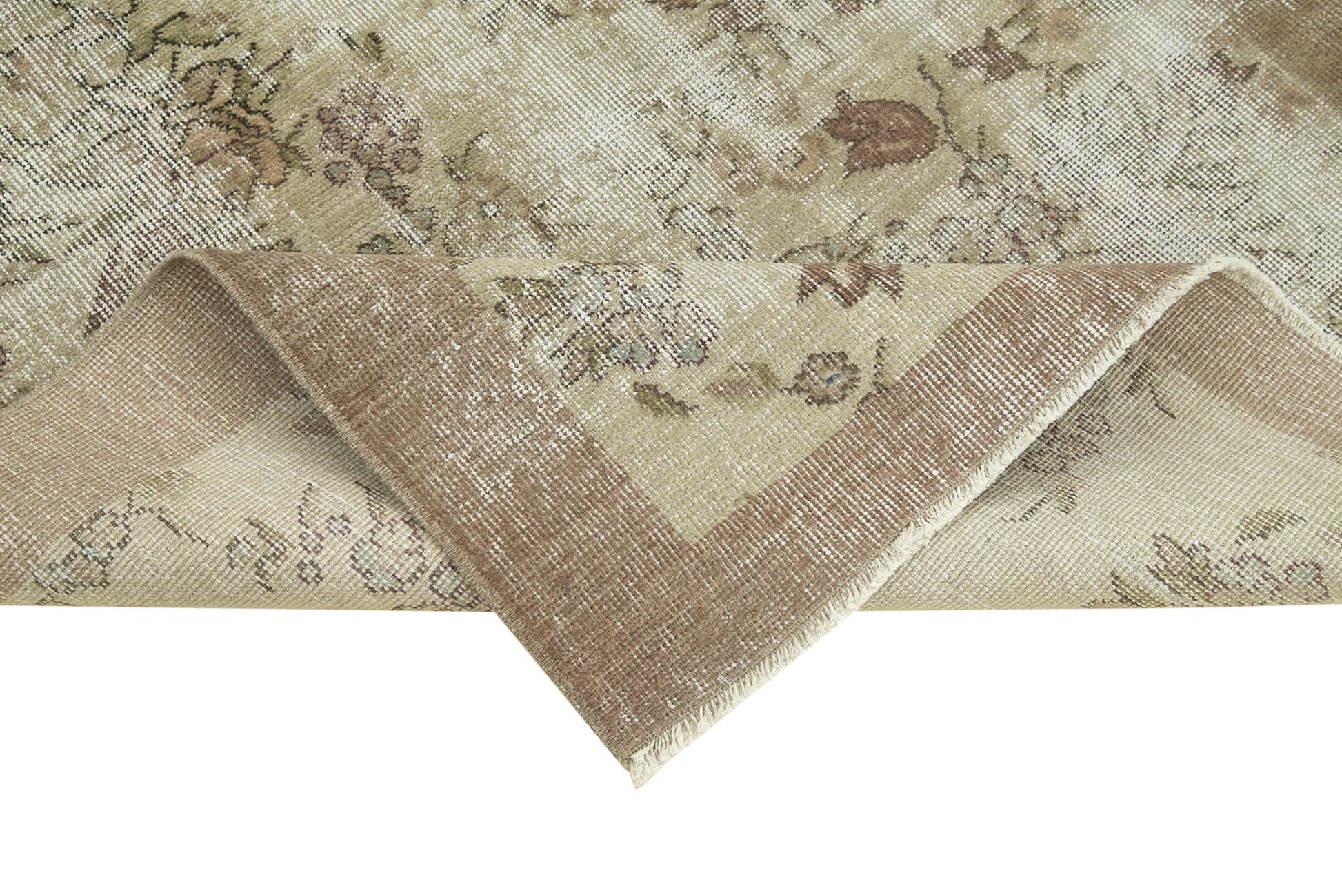 Overdyed Vintage Kahverengi Eskitme Pamuk Yün El Dokuma Halısı 104x191 Agacan