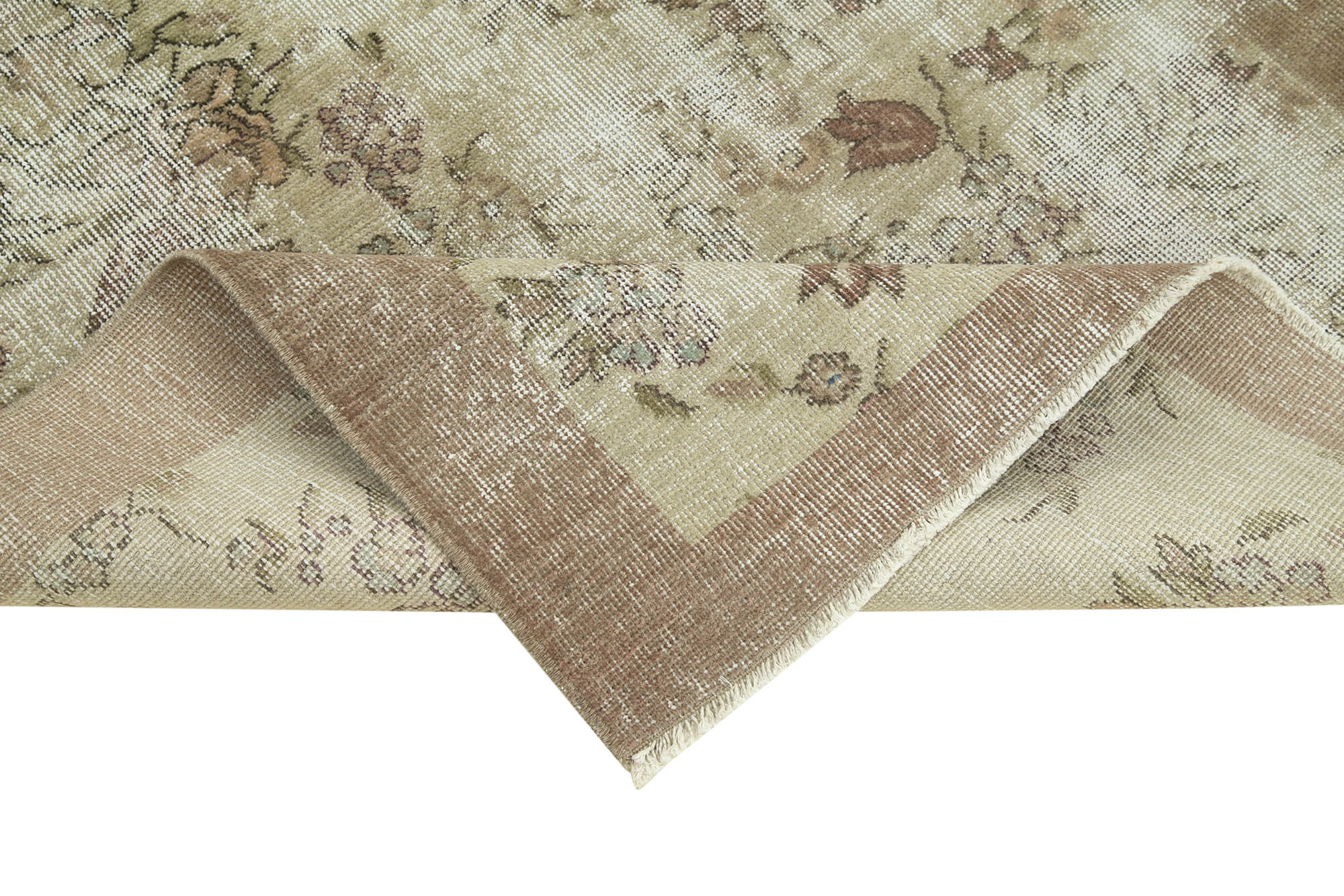 Overdyed Vintage Kahverengi Eskitme Pamuk Yün El Dokuma Halısı 104x191 Agacan