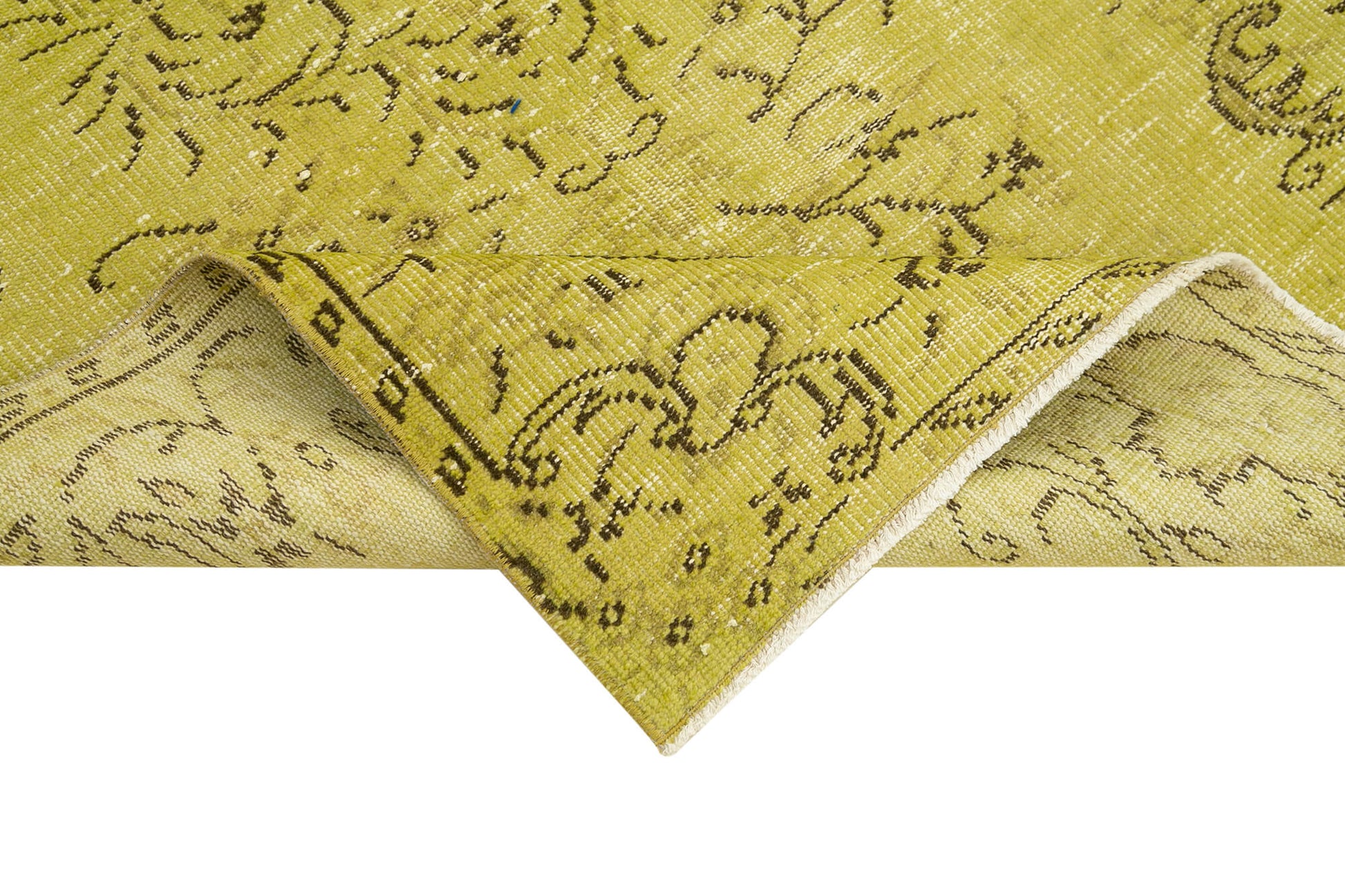 Overdyed Vintage Sarı Eskitme Pamuk Yün El Dokuma Halısı 110x184 Agacan