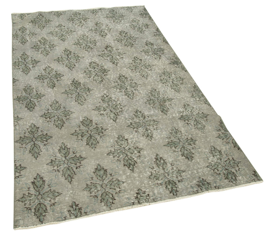 Overdyed Vintage Gri Eskitme Pamuk Yün El Dokuma Halısı 109x190 Agacan