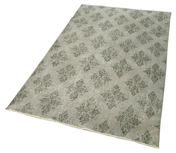 Overdyed Vintage Gri Eskitme Pamuk Yün El Dokuma Halısı 109x190 Agacan