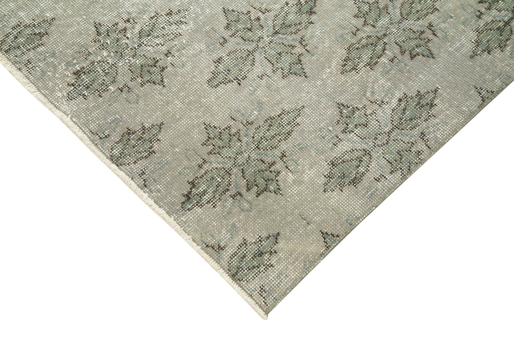 Overdyed Vintage Gri Eskitme Pamuk Yün El Dokuma Halısı 109x190 Agacan