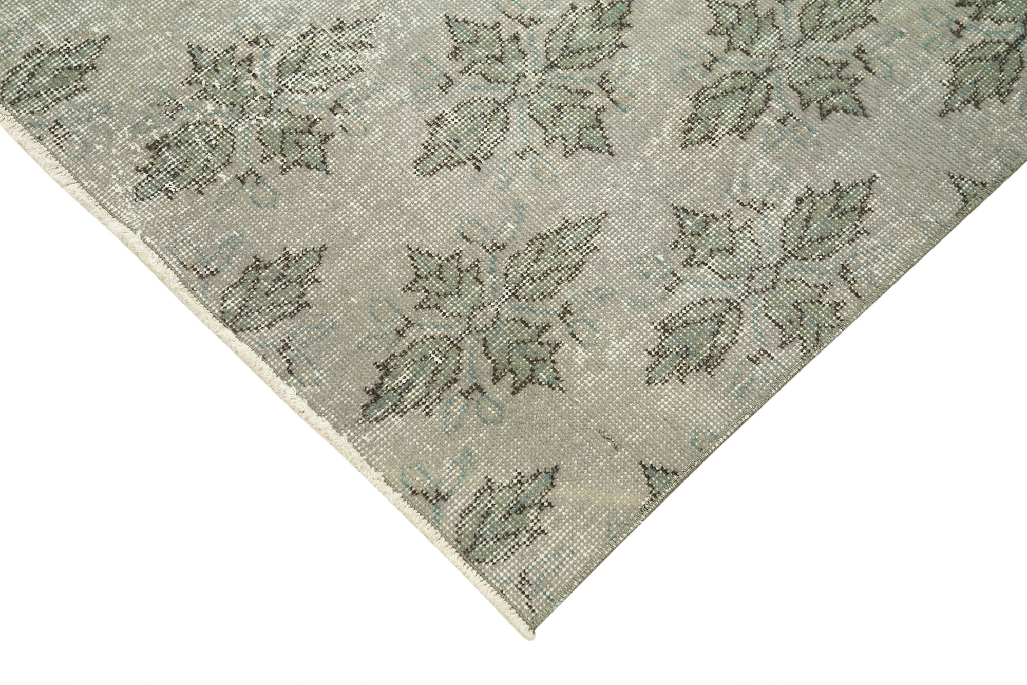 Overdyed Vintage Gri Eskitme Pamuk Yün El Dokuma Halısı 109x190 Agacan