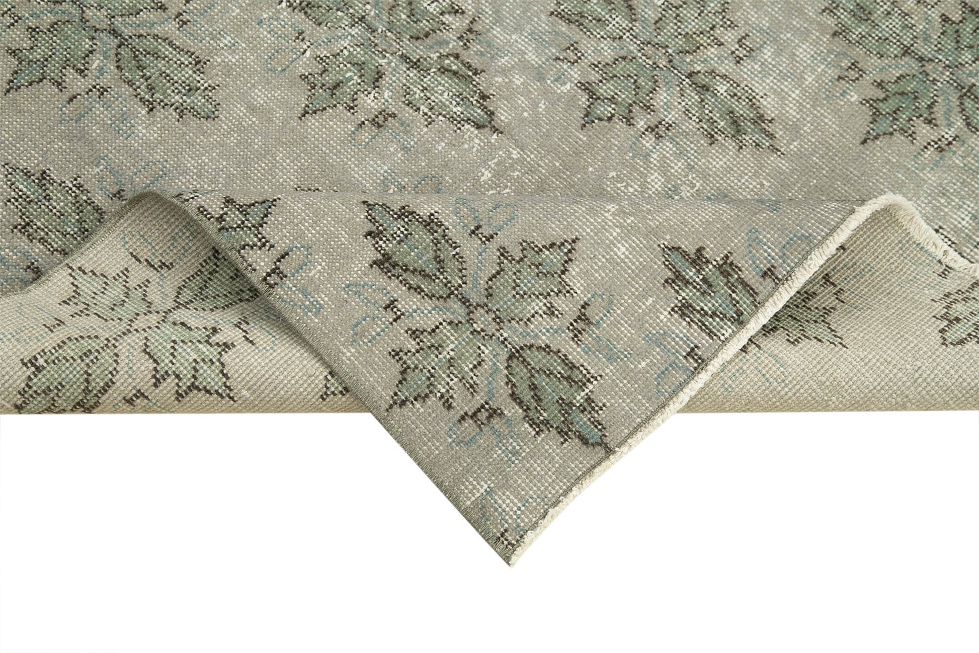 Overdyed Vintage Gri Eskitme Pamuk Yün El Dokuma Halısı 109x190 Agacan