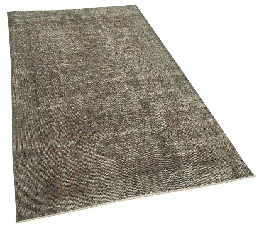 Overdyed Vintage Gri Eskitme Pamuk Yün El Dokuma Halısı 110x198 Agacan
