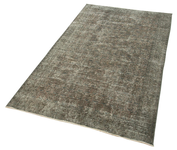 Overdyed Vintage Gri Eskitme Pamuk Yün El Dokuma Halısı 110x198 Agacan