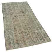 Overdyed Vintage Gri Eskitme Pamuk Yün El Dokuma Halısı 88x176 Agacan