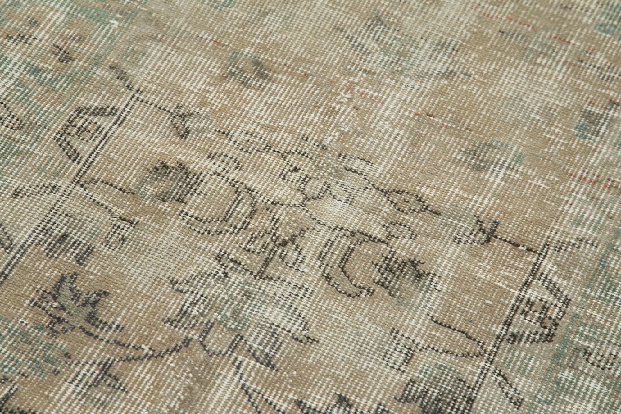 Overdyed Vintage Gri Eskitme Pamuk Yün El Dokuma Halısı 88x176 Agacan