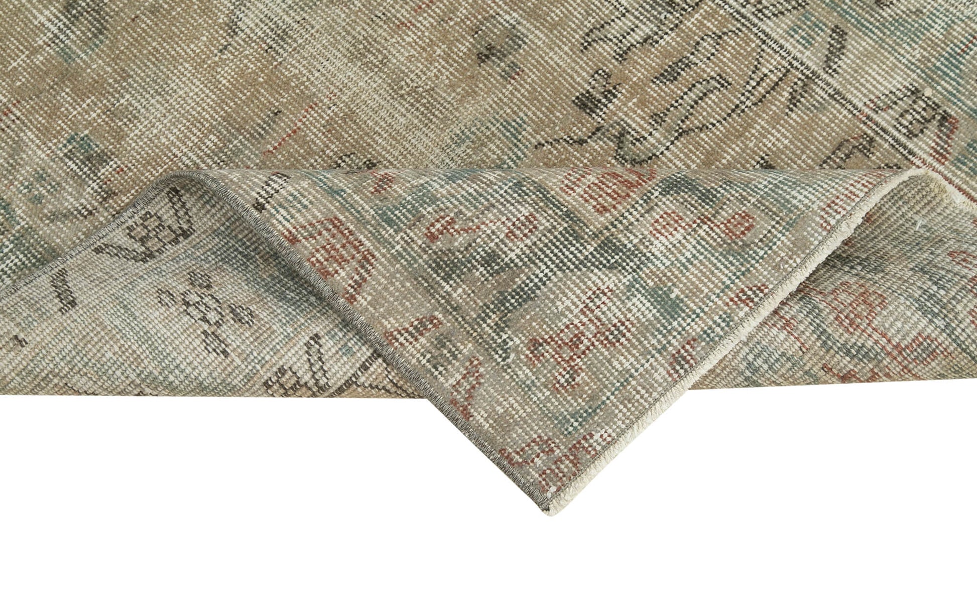 Overdyed Vintage Gri Eskitme Pamuk Yün El Dokuma Halısı 88x176 Agacan