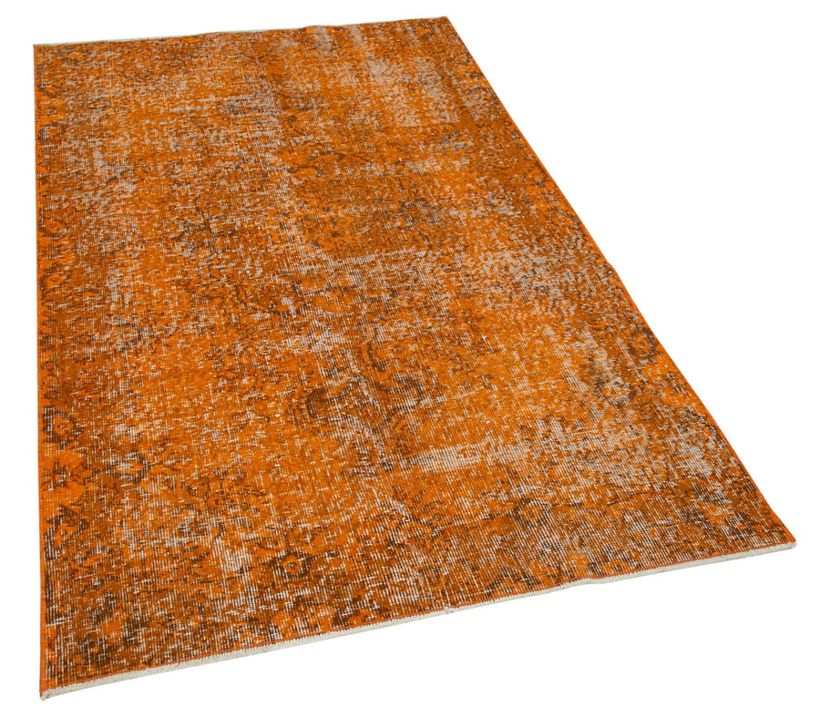 Overdyed Vintage Turuncu Eskitme Pamuk Yün El Dokuma Halısı 113x193 Agacan
