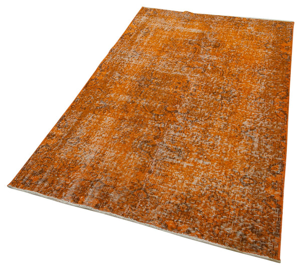 Overdyed Vintage Turuncu Eskitme Pamuk Yün El Dokuma Halısı 113x193 Agacan