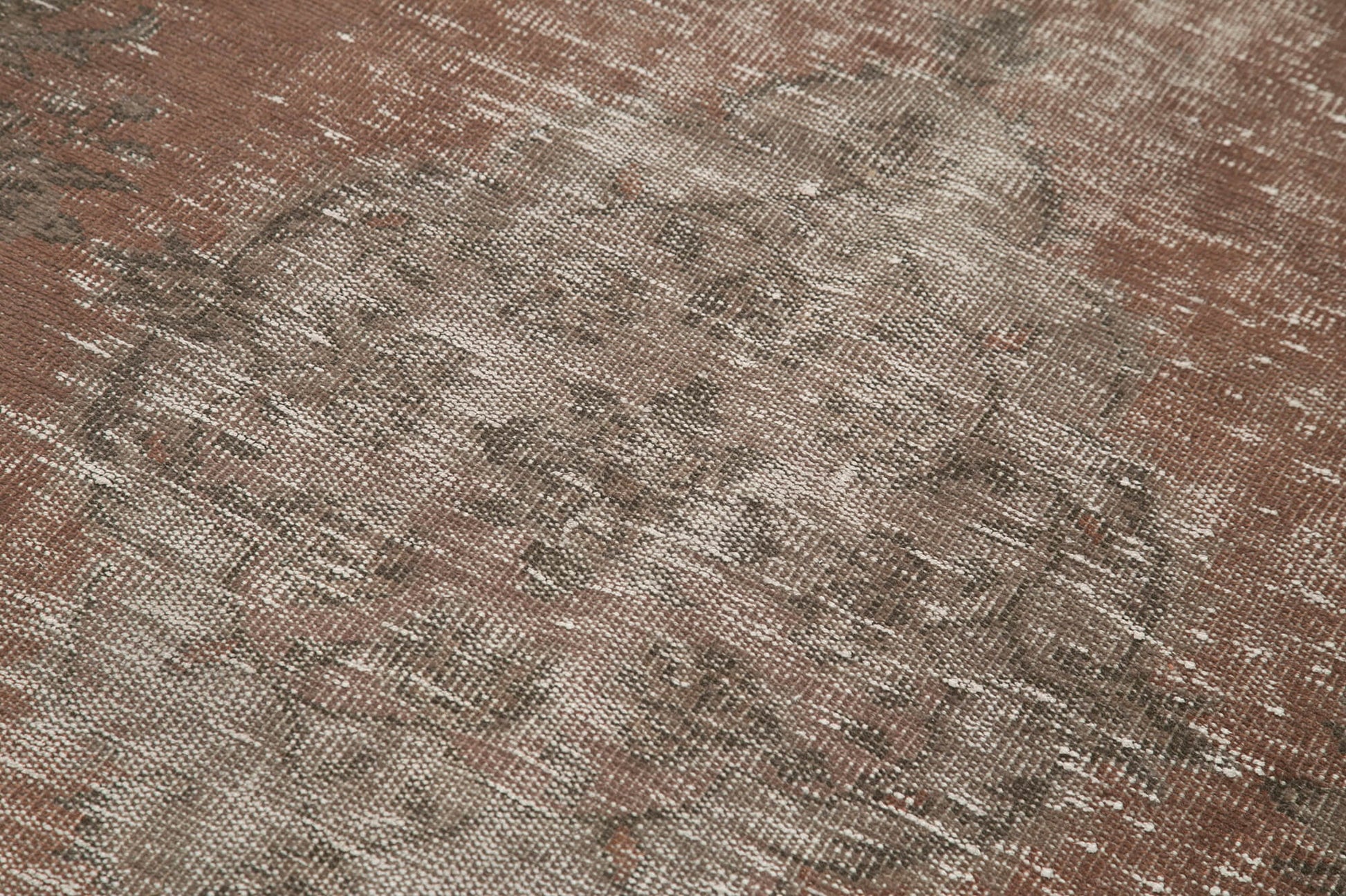 Overdyed Vintage Kahverengi Eskitme Pamuk Yün El Dokuma Halısı 130x200 Agacan