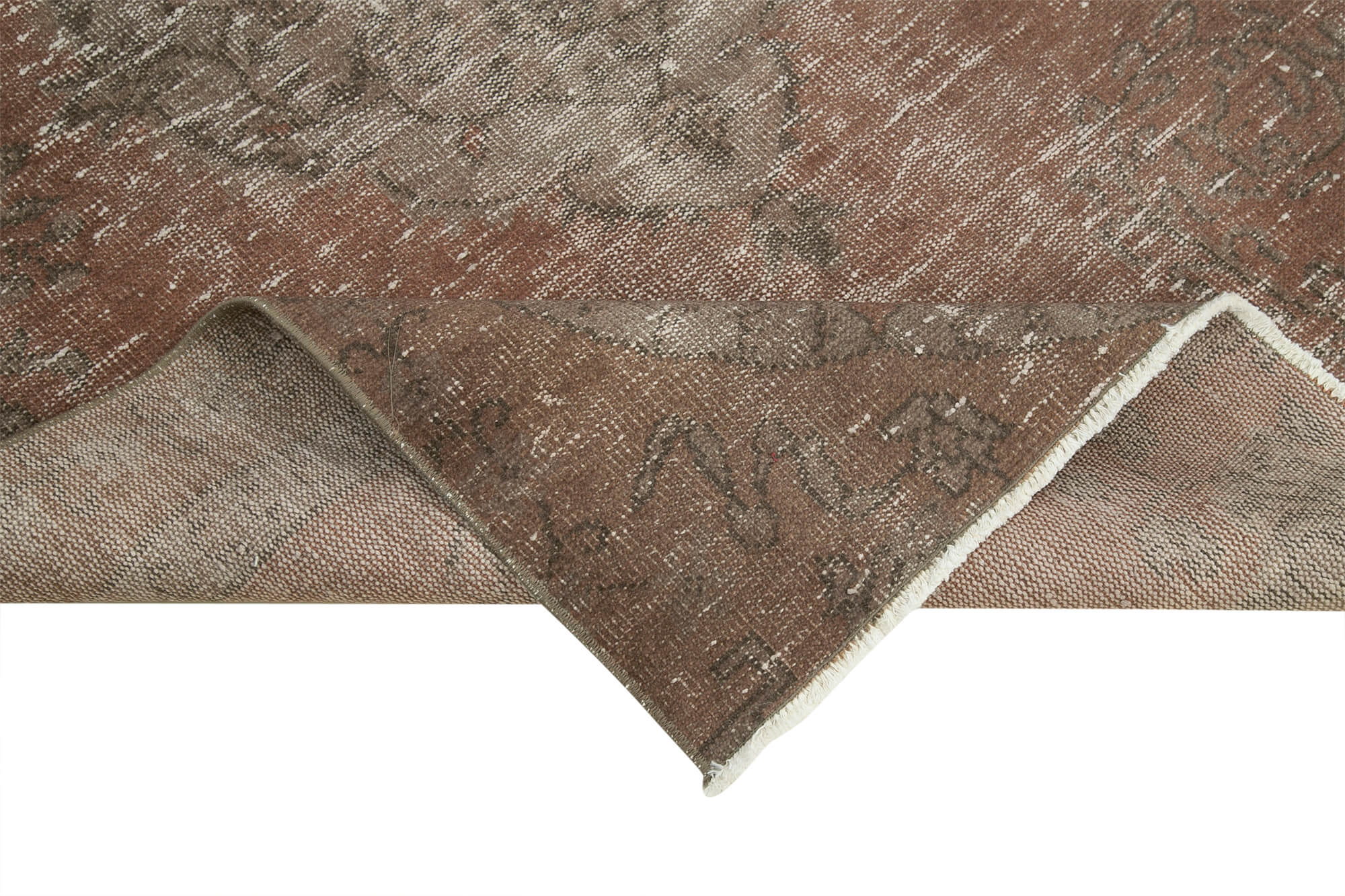 Overdyed Vintage Kahverengi Eskitme Pamuk Yün El Dokuma Halısı 130x200 Agacan