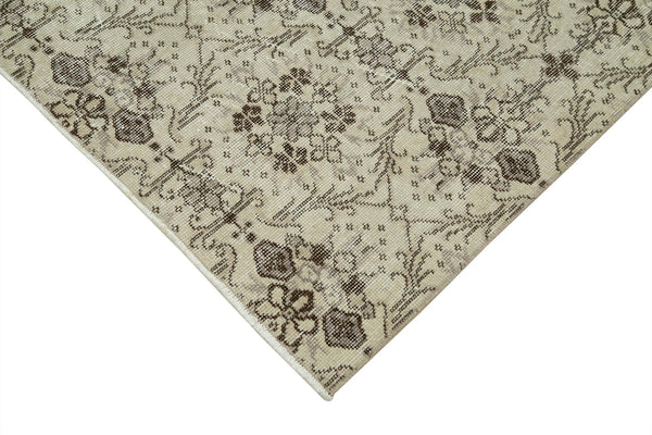 Overdyed Vintage Bej Eskitme Pamuk Yün El Dokuma Halısı 118x210 Agacan