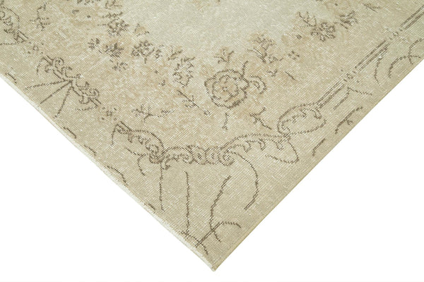Overdyed Vintage Bej Eskitme Pamuk Yün El Dokuma Halısı 115x213 Agacan