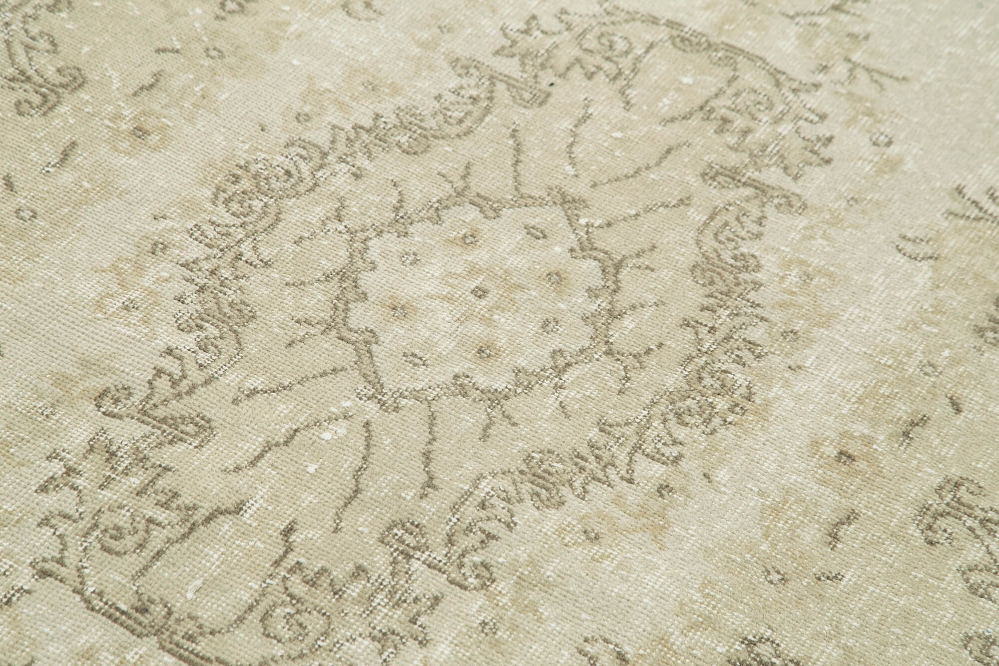 Overdyed Vintage Bej Eskitme Pamuk Yün El Dokuma Halısı 115x213 Agacan