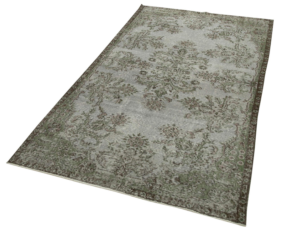 Overdyed Vintage Gri Eskitme Pamuk Yün El Dokuma Halısı 113x208 Agacan