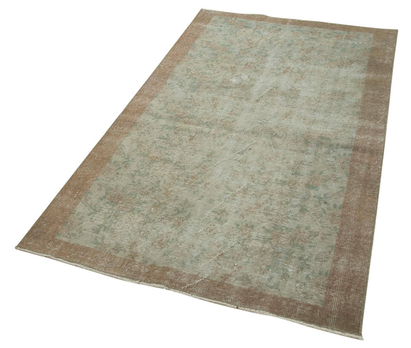 Overdyed Vintage Bej Eskitme Pamuk Yün El Dokuma Halısı 108x195 Agacan