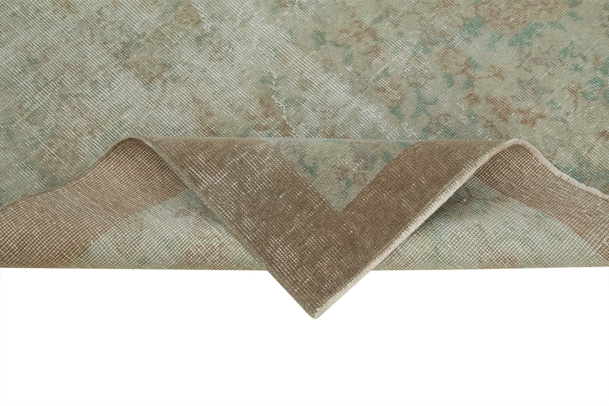 Overdyed Vintage Bej Eskitme Pamuk Yün El Dokuma Halısı 108x195 Agacan