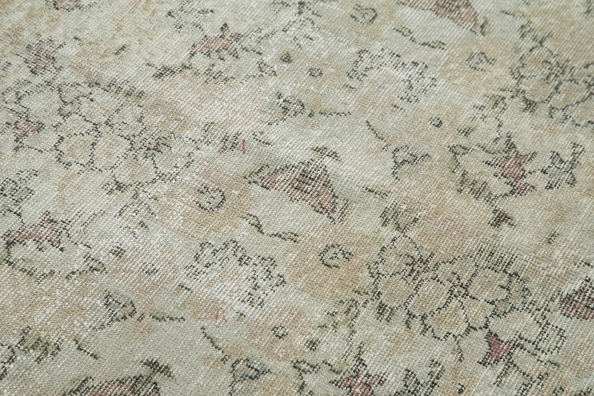 Overdyed Vintage Bej Eskitme Pamuk Yün El Dokuma Halısı 111x192 Agacan