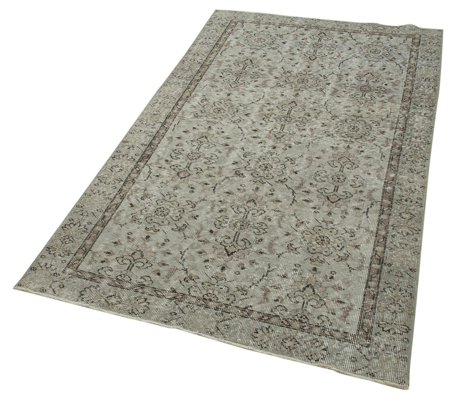 Overdyed Vintage Gri Eskitme Pamuk Yün El Dokuma Halısı 116x193 Agacan