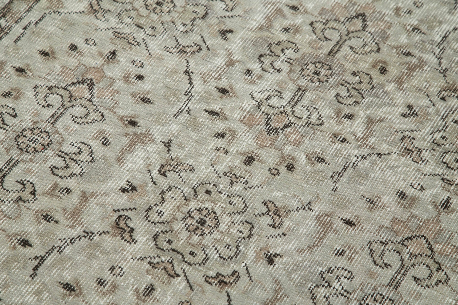 Overdyed Vintage Gri Eskitme Pamuk Yün El Dokuma Halısı 116x193 Agacan