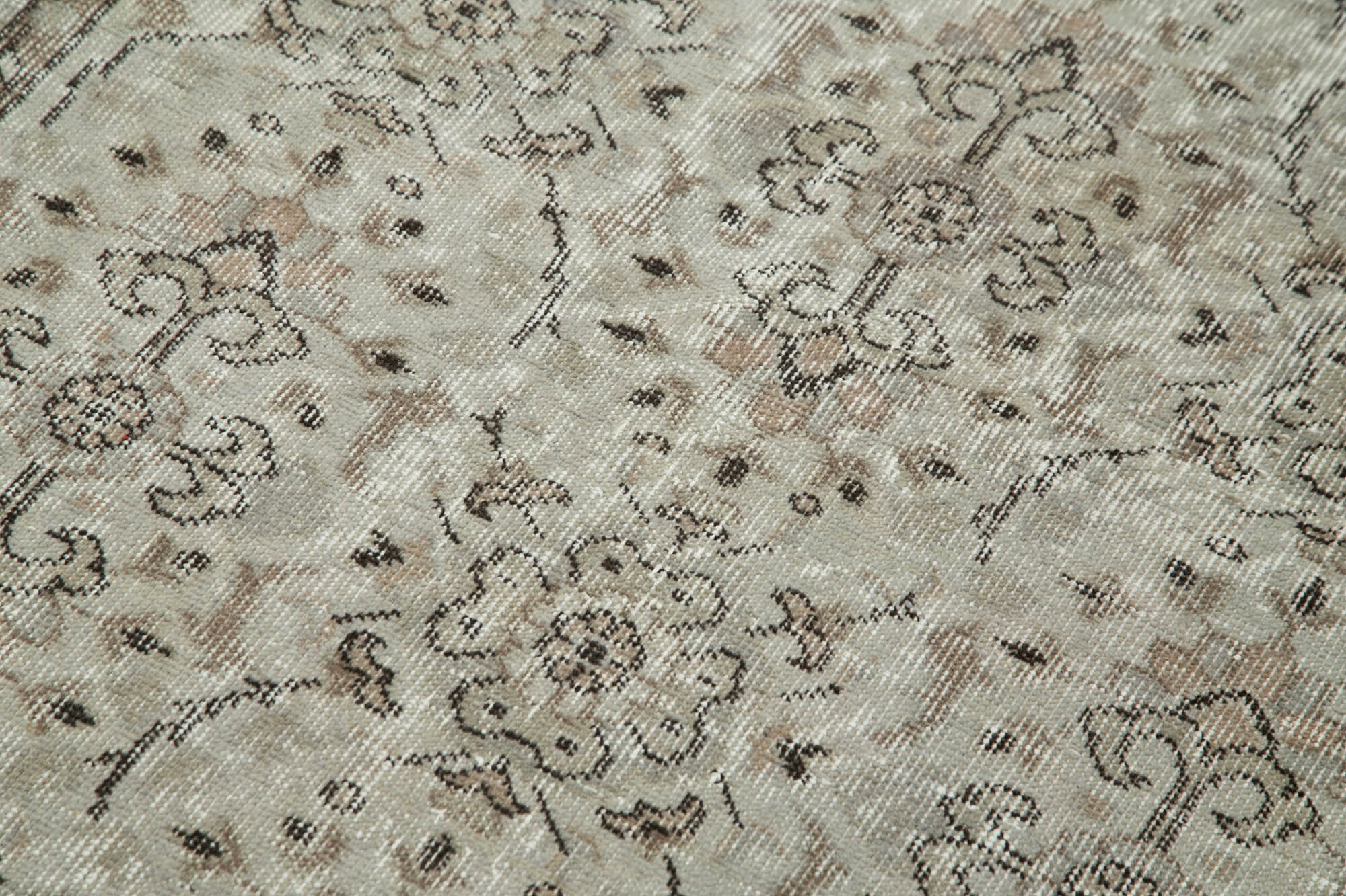 Overdyed Vintage Gri Eskitme Pamuk Yün El Dokuma Halısı 116x193 Agacan