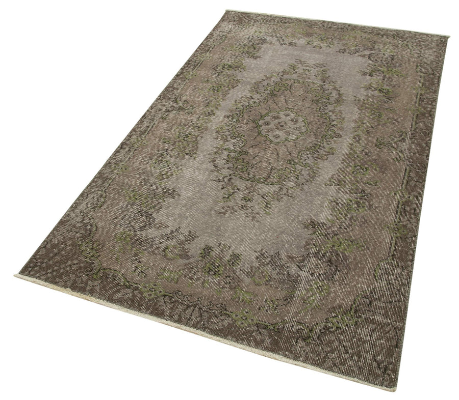 Overdyed Vintage Kahverengi Eskitme Pamuk Yün El Dokuma Halısı 113x200 Agacan