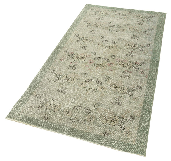 Overdyed Vintage Gri Eskitme Pamuk Yün El Dokuma Halısı 94x190 Agacan