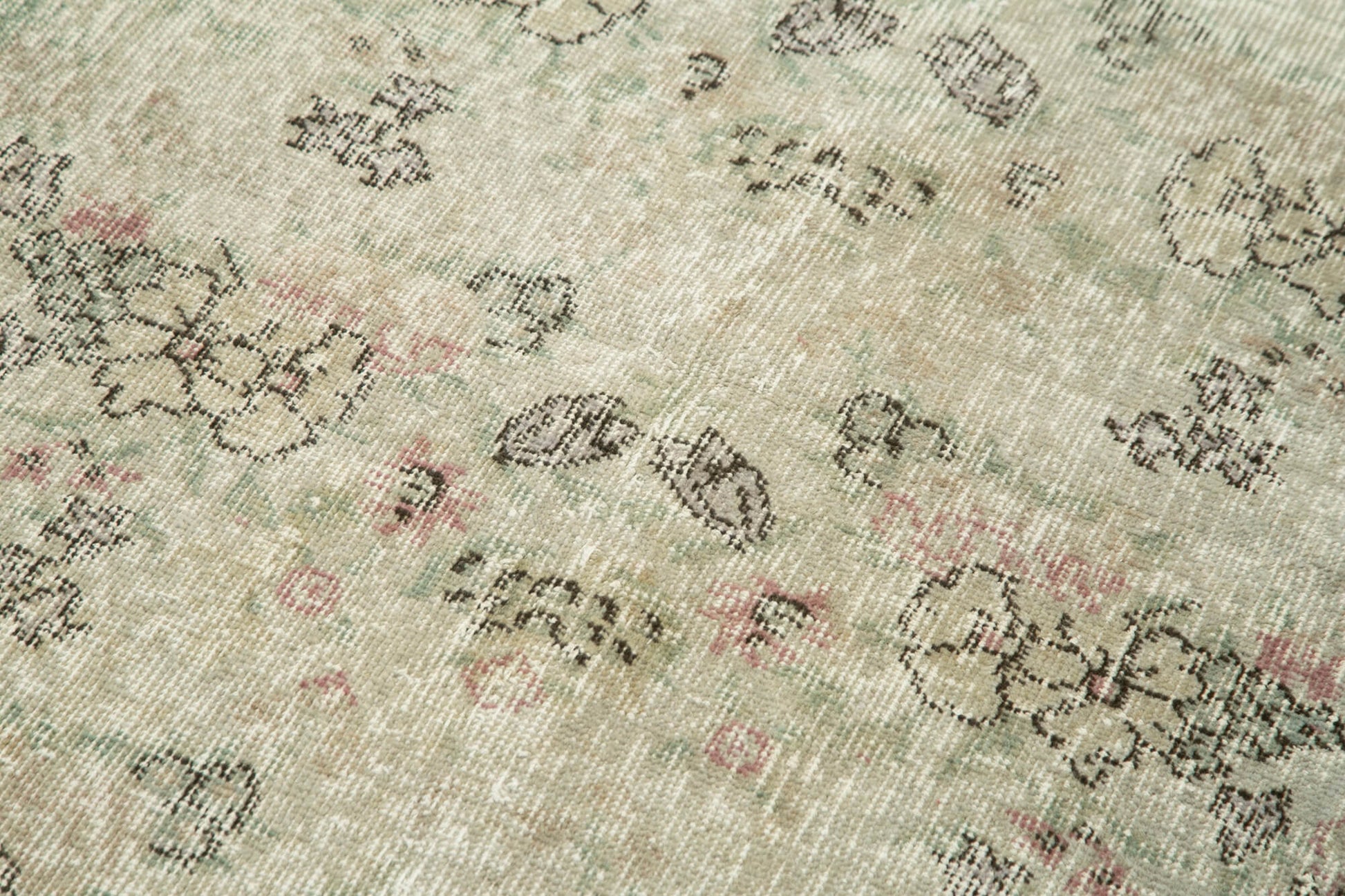 Overdyed Vintage Gri Eskitme Pamuk Yün El Dokuma Halısı 94x190 Agacan