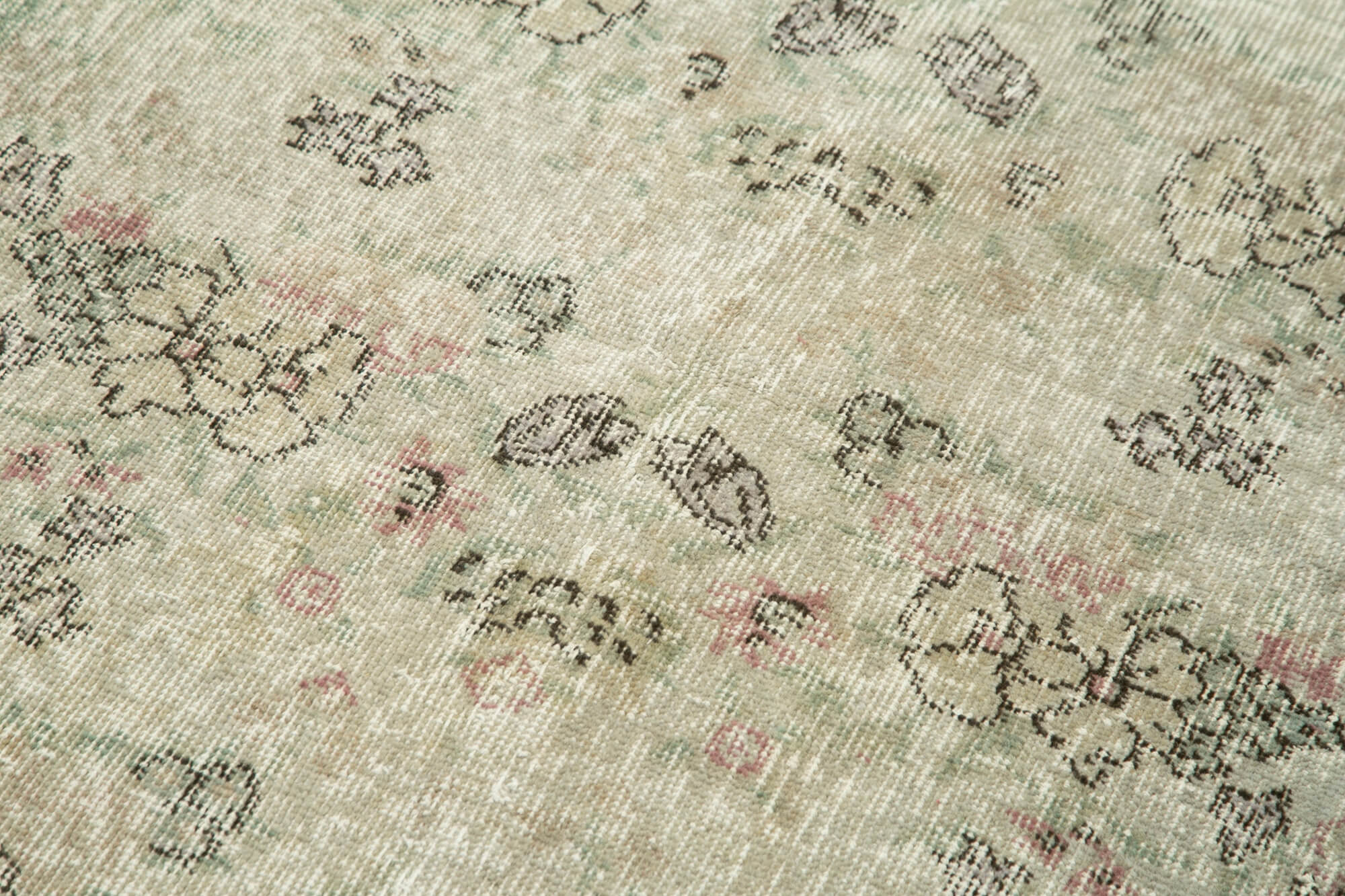 Overdyed Vintage Gri Eskitme Pamuk Yün El Dokuma Halısı 94x190 Agacan