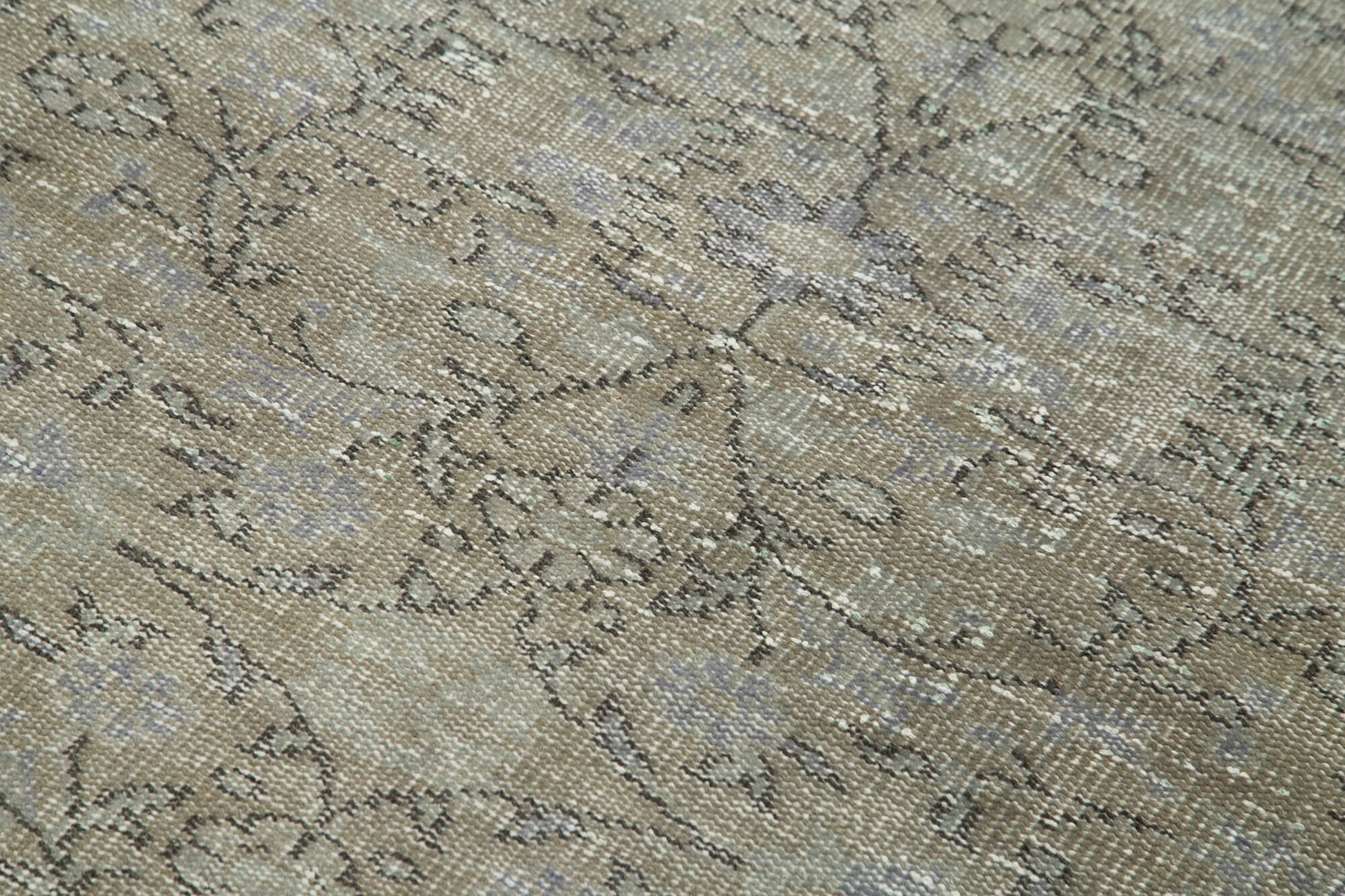 Overdyed Vintage Gri Eskitme Pamuk Yün El Dokuma Halısı 108x178 Agacan