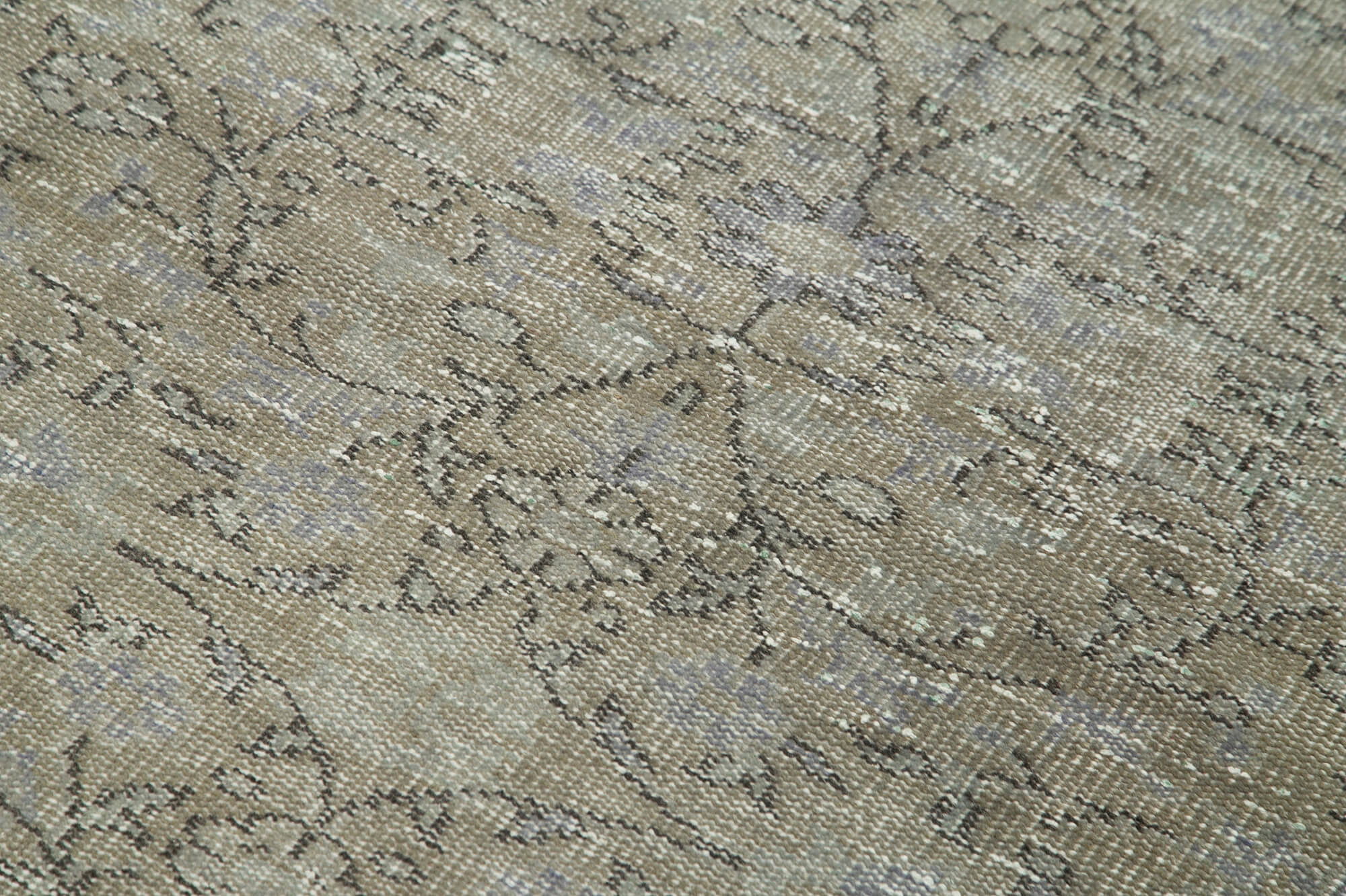 Overdyed Vintage Gri Eskitme Pamuk Yün El Dokuma Halısı 108x178 Agacan