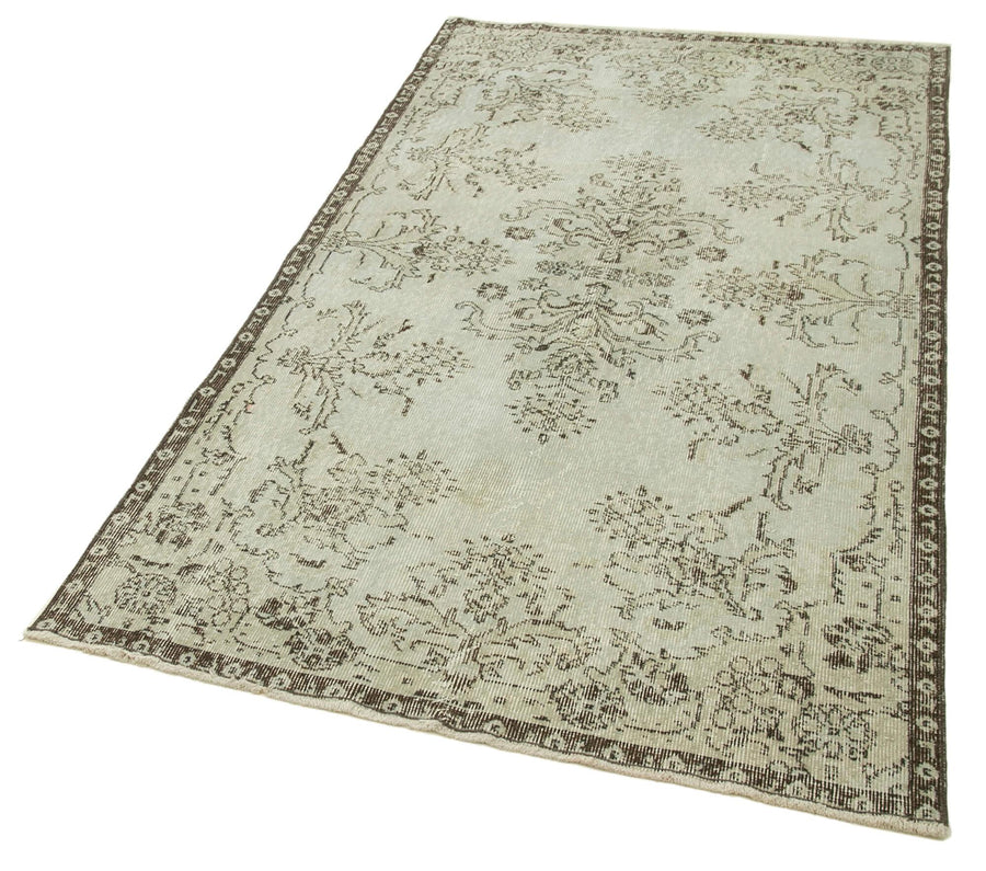 Overdyed Vintage Gri Eskitme Pamuk Yün El Dokuma Halısı 114x209 Agacan
