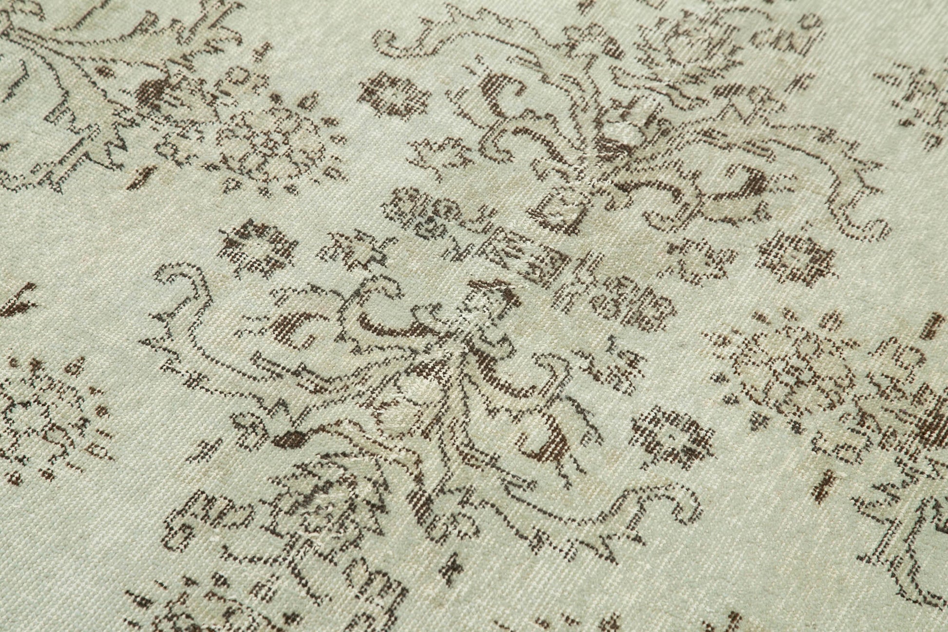 Overdyed Vintage Gri Eskitme Pamuk Yün El Dokuma Halısı 114x209 Agacan