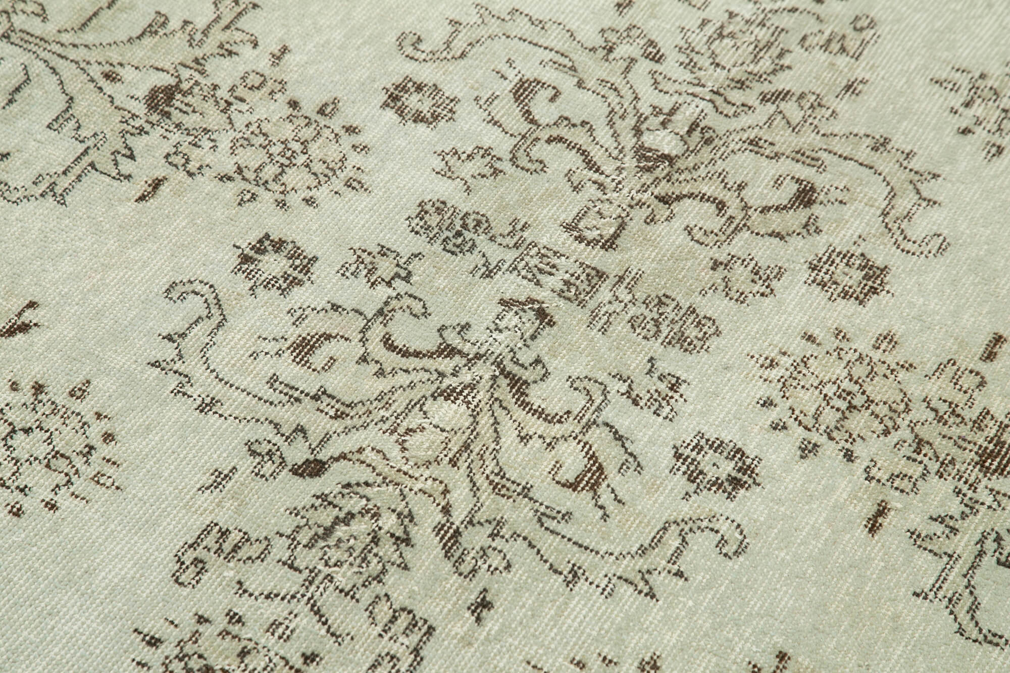 Overdyed Vintage Gri Eskitme Pamuk Yün El Dokuma Halısı 114x209 Agacan