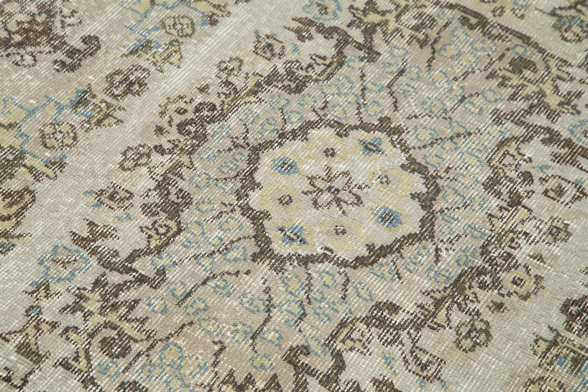 Overdyed Vintage Gri Eskitme Pamuk Yün El Dokuma Halısı 105x194 Agacan