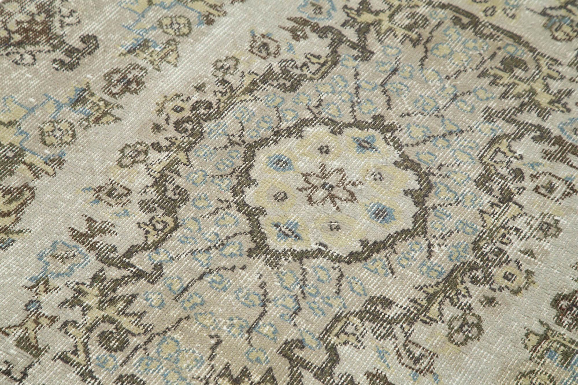 Overdyed Vintage Gri Eskitme Pamuk Yün El Dokuma Halısı 105x194 Agacan