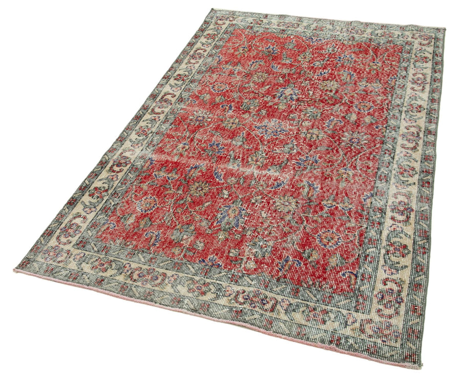 Overdyed Vintage Kırmızı Eskitme Pamuk Yün El Dokuma Halısı 115x196 Agacan
