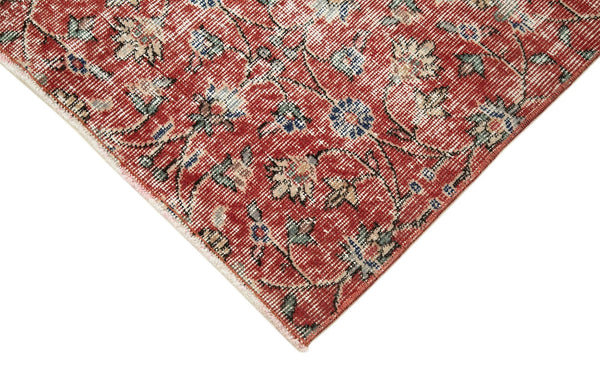 Overdyed Vintage Kırmızı Eskitme Pamuk Yün El Dokuma Halısı 124x208 Agacan