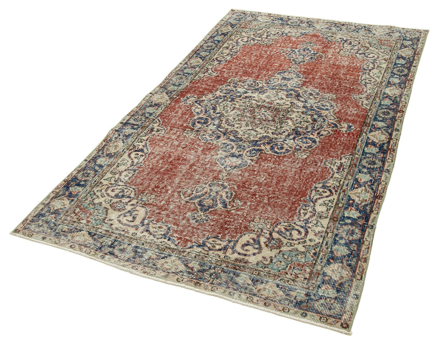 Overdyed Vintage Kırmızı Eskitme Pamuk Yün El Dokuma Halısı 117x207 Agacan