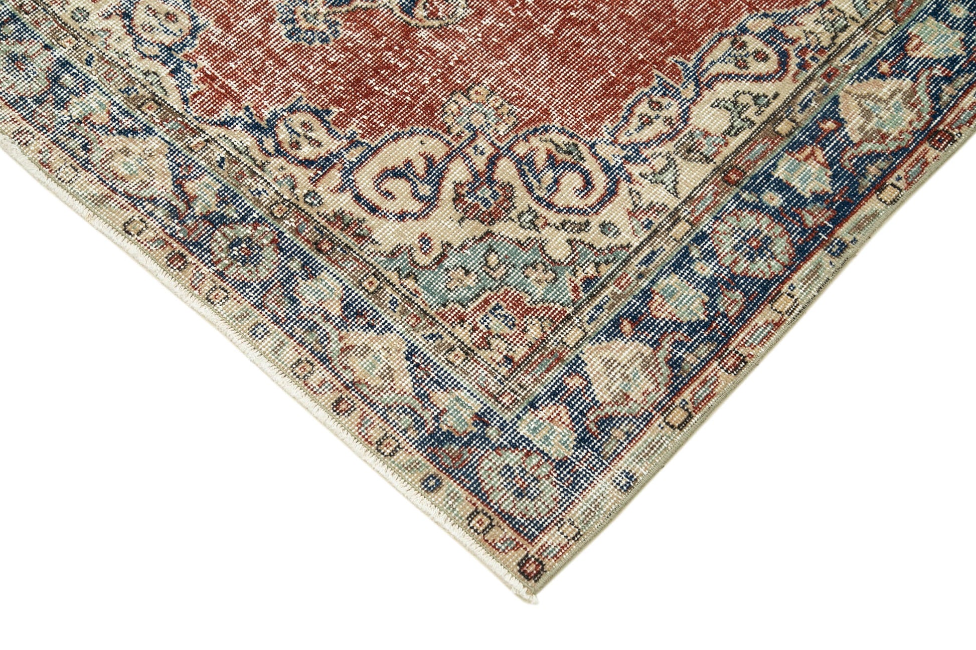 Overdyed Vintage Kırmızı Eskitme Pamuk Yün El Dokuma Halısı 117x207 Agacan