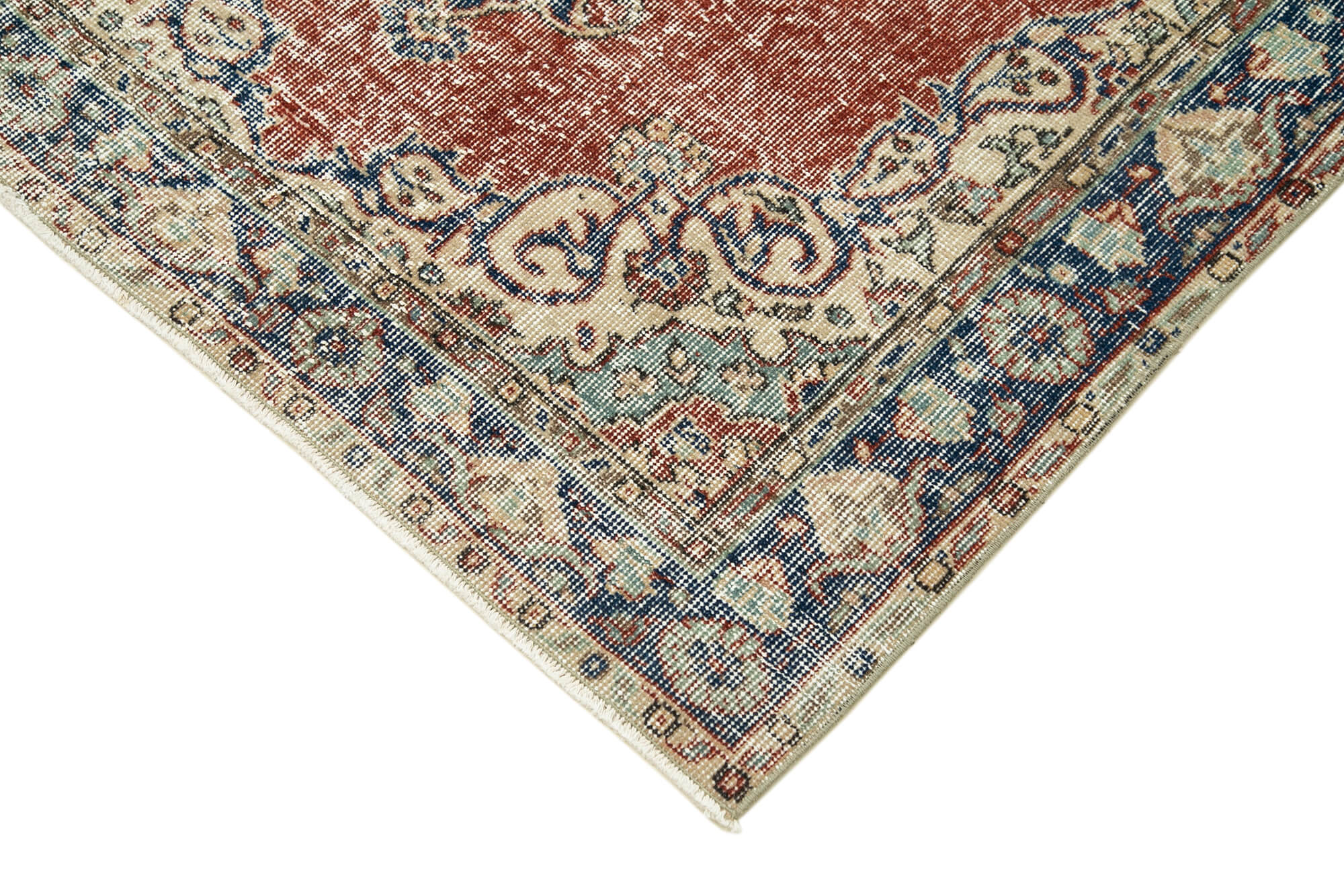 Overdyed Vintage Kırmızı Eskitme Pamuk Yün El Dokuma Halısı 117x207 Agacan