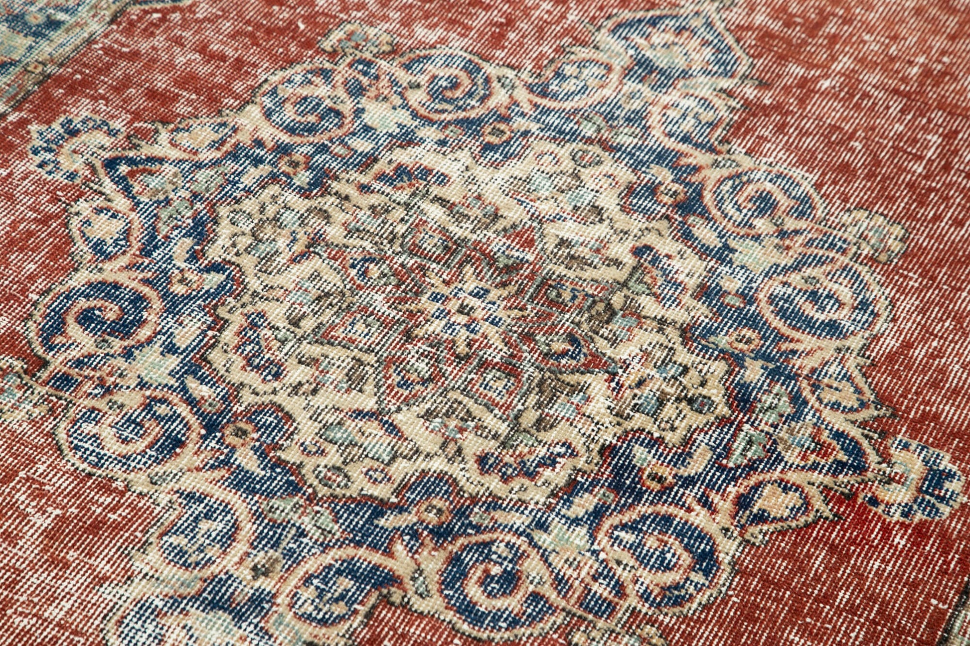 Overdyed Vintage Kırmızı Eskitme Pamuk Yün El Dokuma Halısı 117x207 Agacan