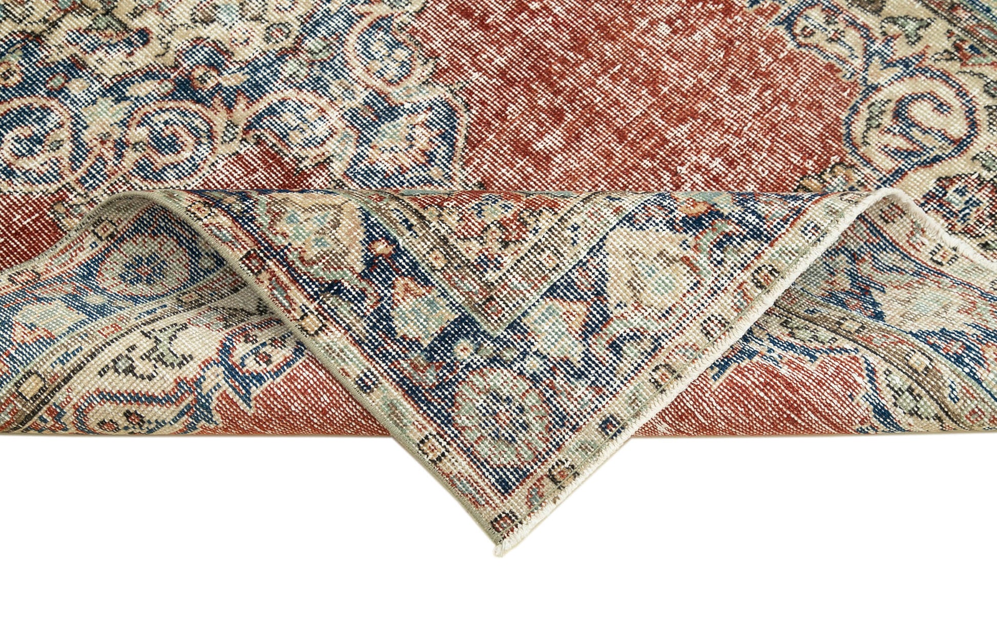 Overdyed Vintage Kırmızı Eskitme Pamuk Yün El Dokuma Halısı 117x207 Agacan