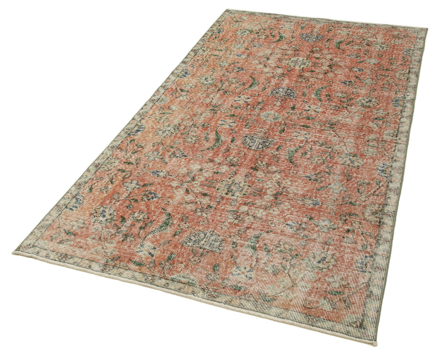 Overdyed Vintage Kırmızı Eskitme Pamuk Yün El Dokuma Halısı 115x216 Agacan