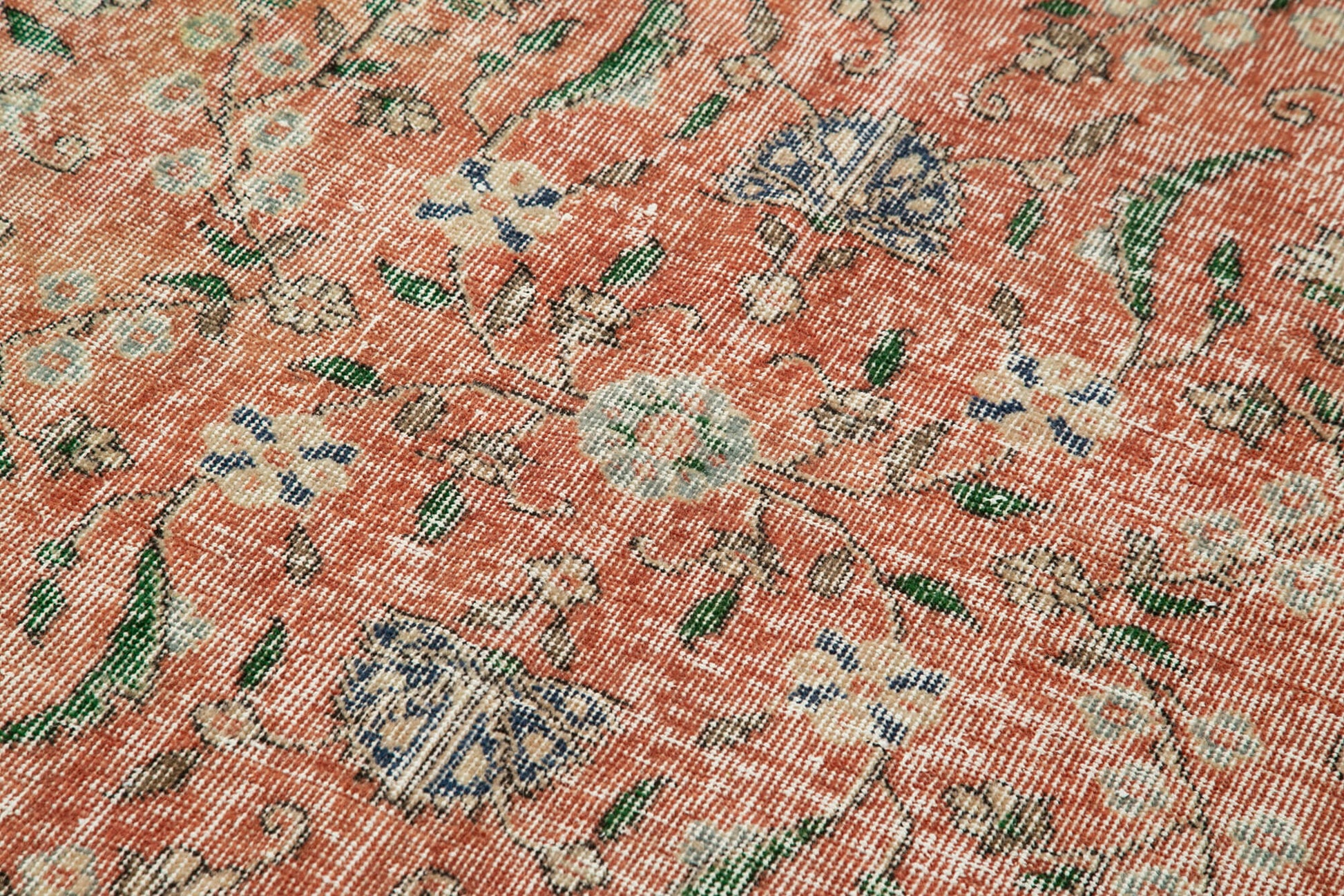 Overdyed Vintage Kırmızı Eskitme Pamuk Yün El Dokuma Halısı 115x216 Agacan