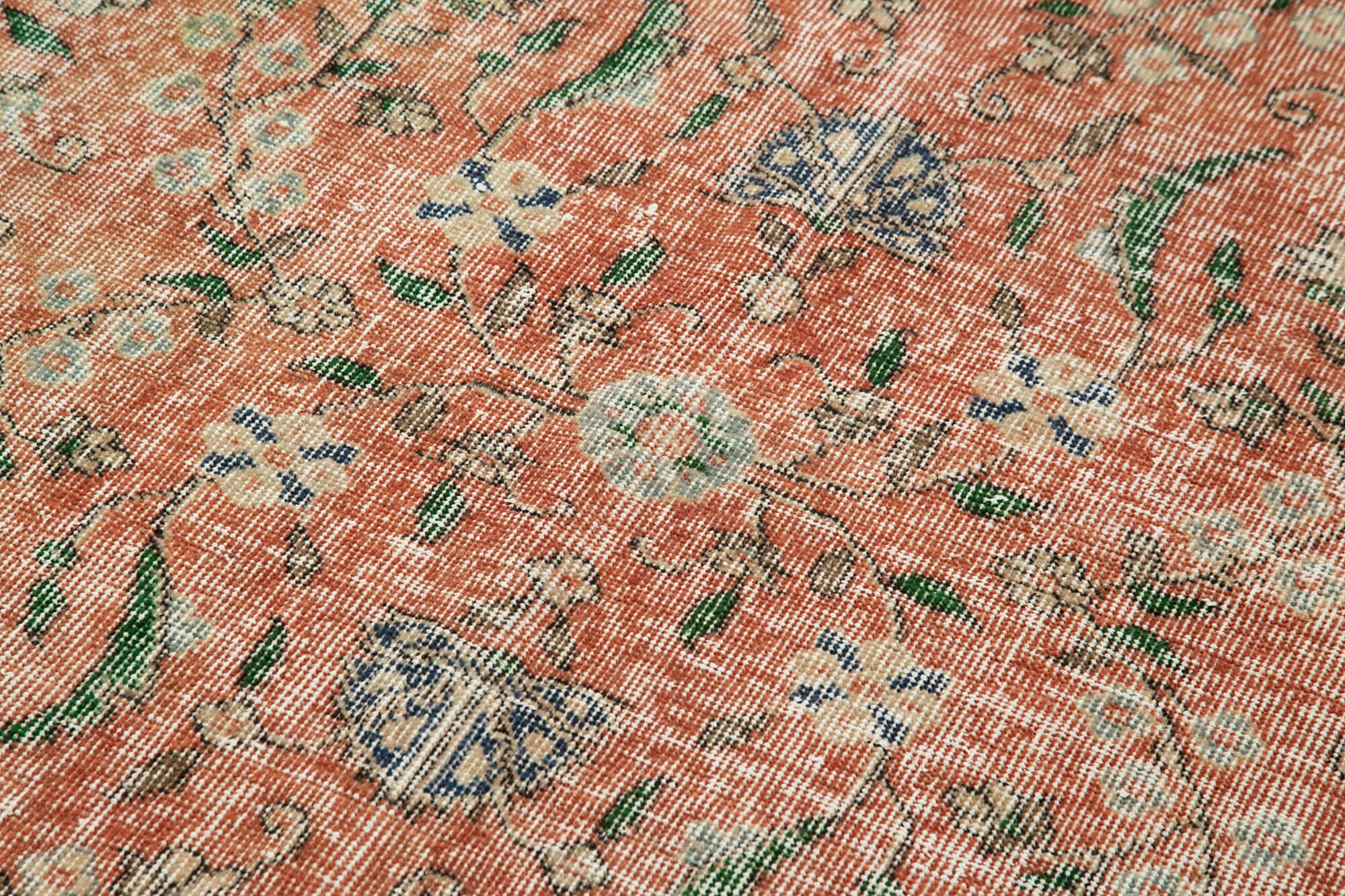 Overdyed Vintage Kırmızı Eskitme Pamuk Yün El Dokuma Halısı 115x216 Agacan